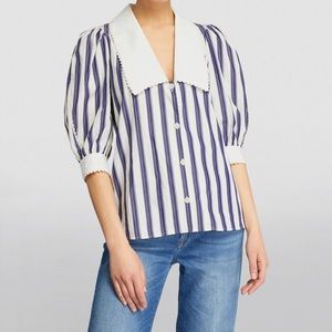 Sandro stripped puff sleeve shirt